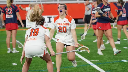 Tessa Queri celebrates her goal against Stony Brook.