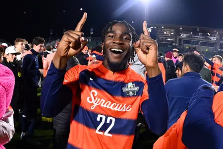 Olu Oyegunle celebrates winning NCAA Championship