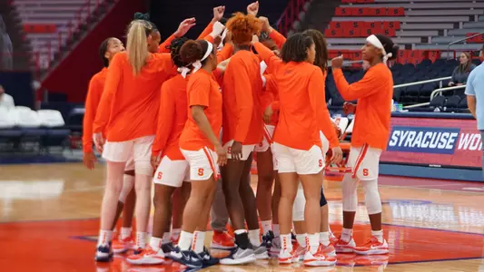 WBB team huddle pregame vs. LIU