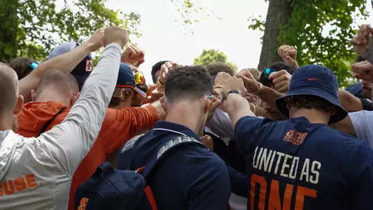 Men's Rowing team breaks down the huddle for the final time this season.