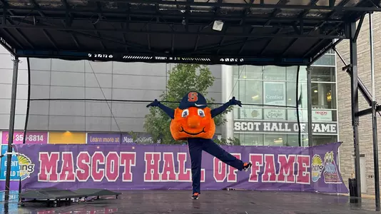 Otto on stage at the Mascot Hall of Fame induction