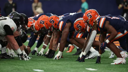 The Orane defense lines up for the play.