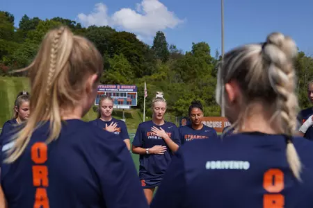 Field hockey breathing technique before Virginia game