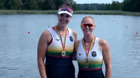 Kamile Kraliaite with 2023 World Championship pair partner Ieva Adomaviciute