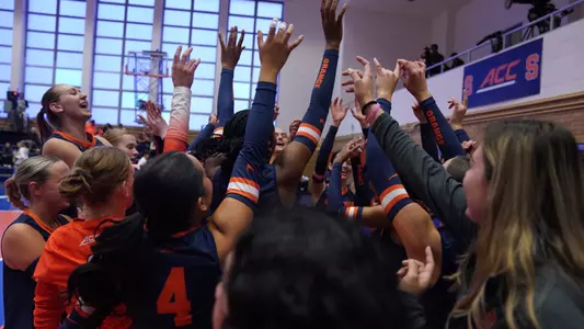 Volleyball huddle vs. Florida State