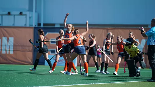 Syracuse celebrates a goal against No. 14 Princeton