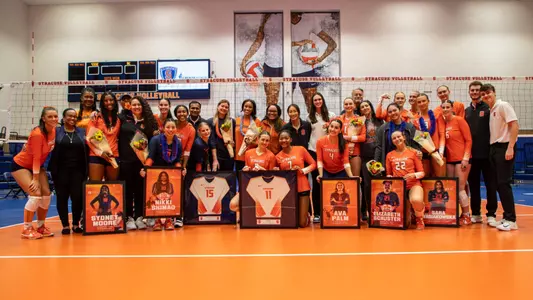 2024 Volleyball Senior Night group photo
