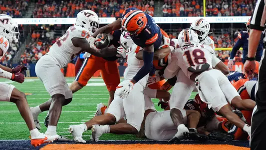 LeQuint Allen scored three touchdowns in the win against Virginia Tech.