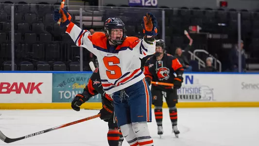 Charlotte Hallett after a goal vs. RIT