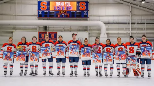 Ice hockey senior and grad student celebration