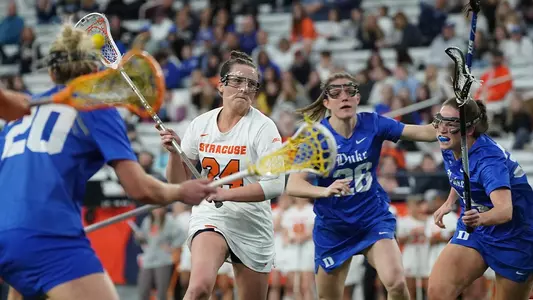 Emma Tyrrell scored five goals against Duke.