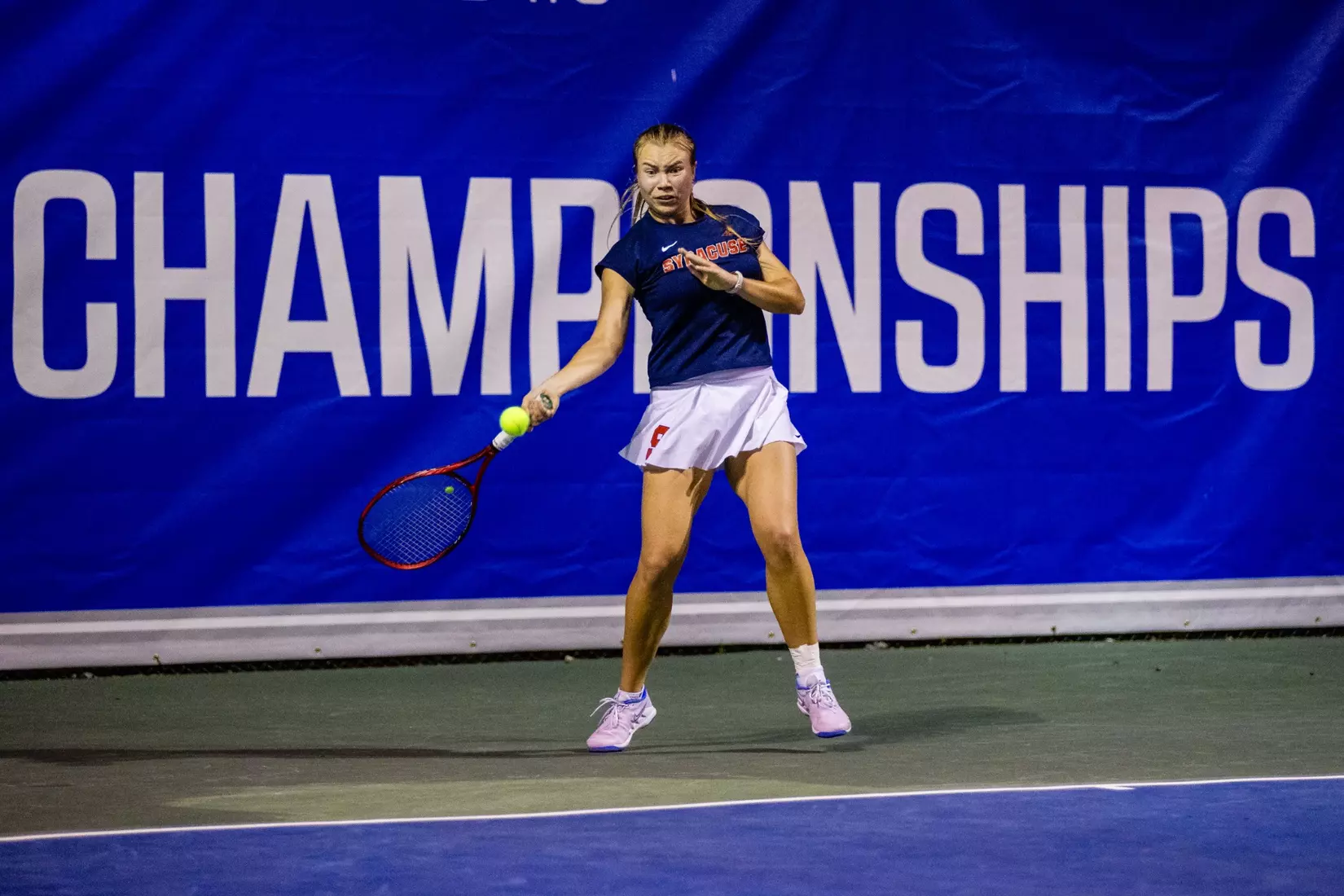 Polina Kozyreva vs. Notre Dame (ACC Tournament). Credit Jaylynn Nash and Scott Kinser.