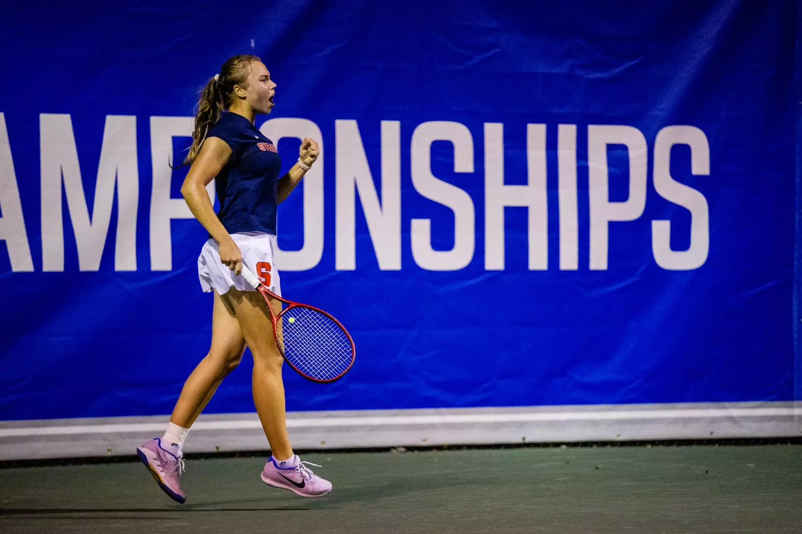 Polina Kozyreva vs. Notre Dame (ACC Tournament). Credit Jaylynn Nash and Scott Kinser.