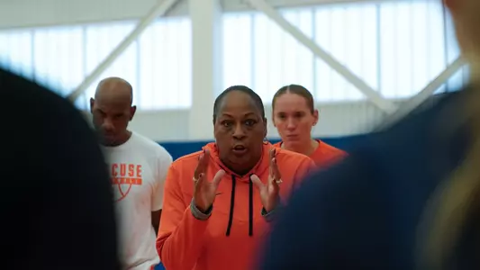 Felisha Legette-Jack coaching at practice in the Melo Center
