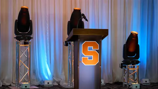 Block S on Podium with Lights