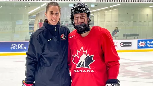 Syracuse HC Britni Smith and Jessica DiGirolamo at Hockey Canada Camp