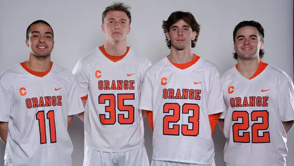 2026 Men's Lacrosse Captains Riley Figuerias, Billy Dwan III, Finn Thomson, Joey Spallina