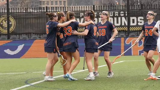 The Orange celebrate a goal at Pittsburgh.