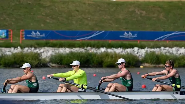 Ireland's M4- training at the U23 World Rowing Championships