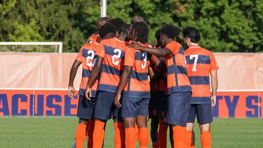 Men's Soccer huddle