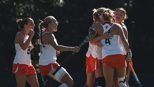 Syracuse Field Hockey Celebrates at Goal at North Carolina