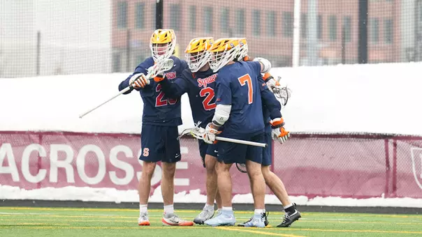 Men's lacrosse goal celebration at Harvard