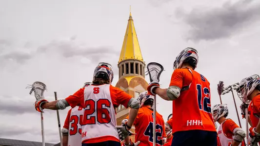 Men's Lacrosse Huddle at Denver Practice
