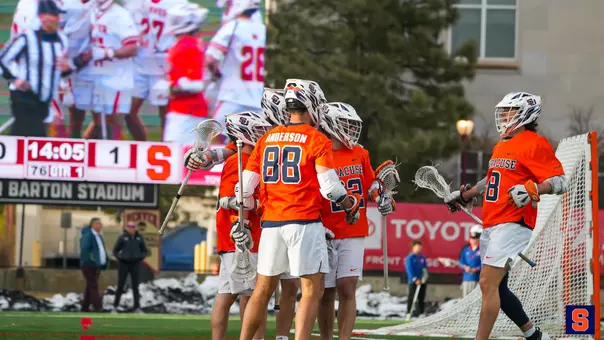 Syracuse celebrates a goal at Denver