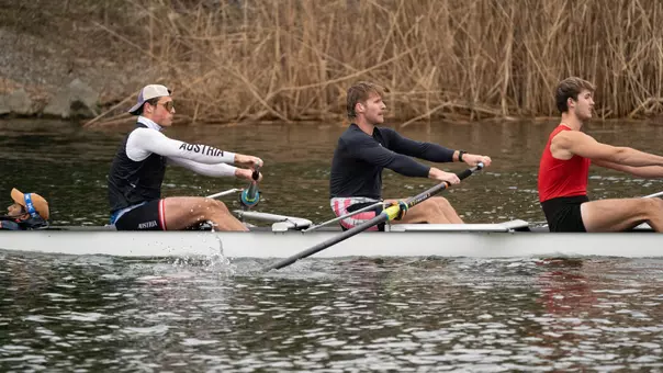 Men's rowing on senaca river in fours