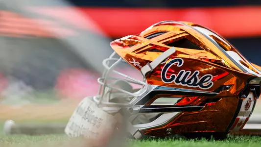 Syracuse Women's Lacrosse Goalie Helmet On Field