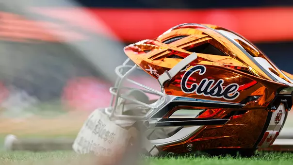 Syracuse Women's Lacrosse Goalie Helmet On Field