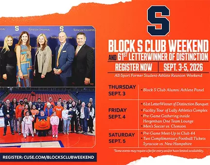 Block S Club Weekend graphic