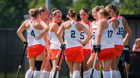 Field Hockey Team Huddle at Cornell Scrimmage