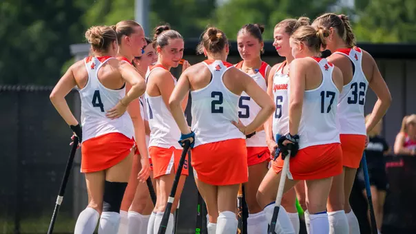 Field Hockey Team Huddle at Cornell Scrimmage