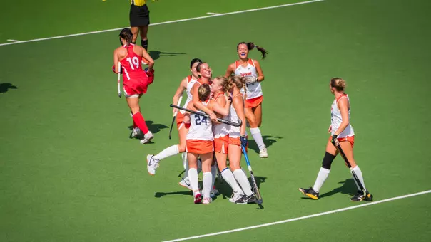 Syracuse Field Hockey Celebrates a Goal at Cornell