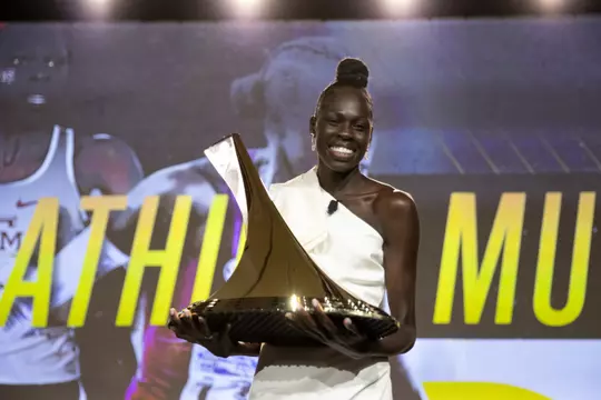 COLLEGE STATION, TX - December 17, 2021 - Athing Mu of the Texas A&M Aggies during the Bowerman Award Presentation in College Station, TX. Photo By Kate Luffman/Texas A&M Athletics