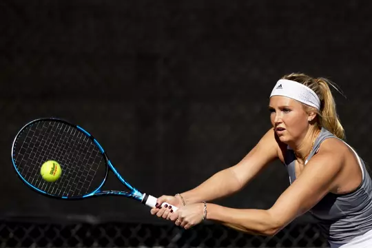 COLLEGE STATION, TX - January 29, 2022 - Jayci Goldsmith during the game between the Princeton Tigers and the Texas A&M Aggies at Mitchell Tennis Center in College Station, TX. Photo By Sydney Morriss/Texas A&M Athletics