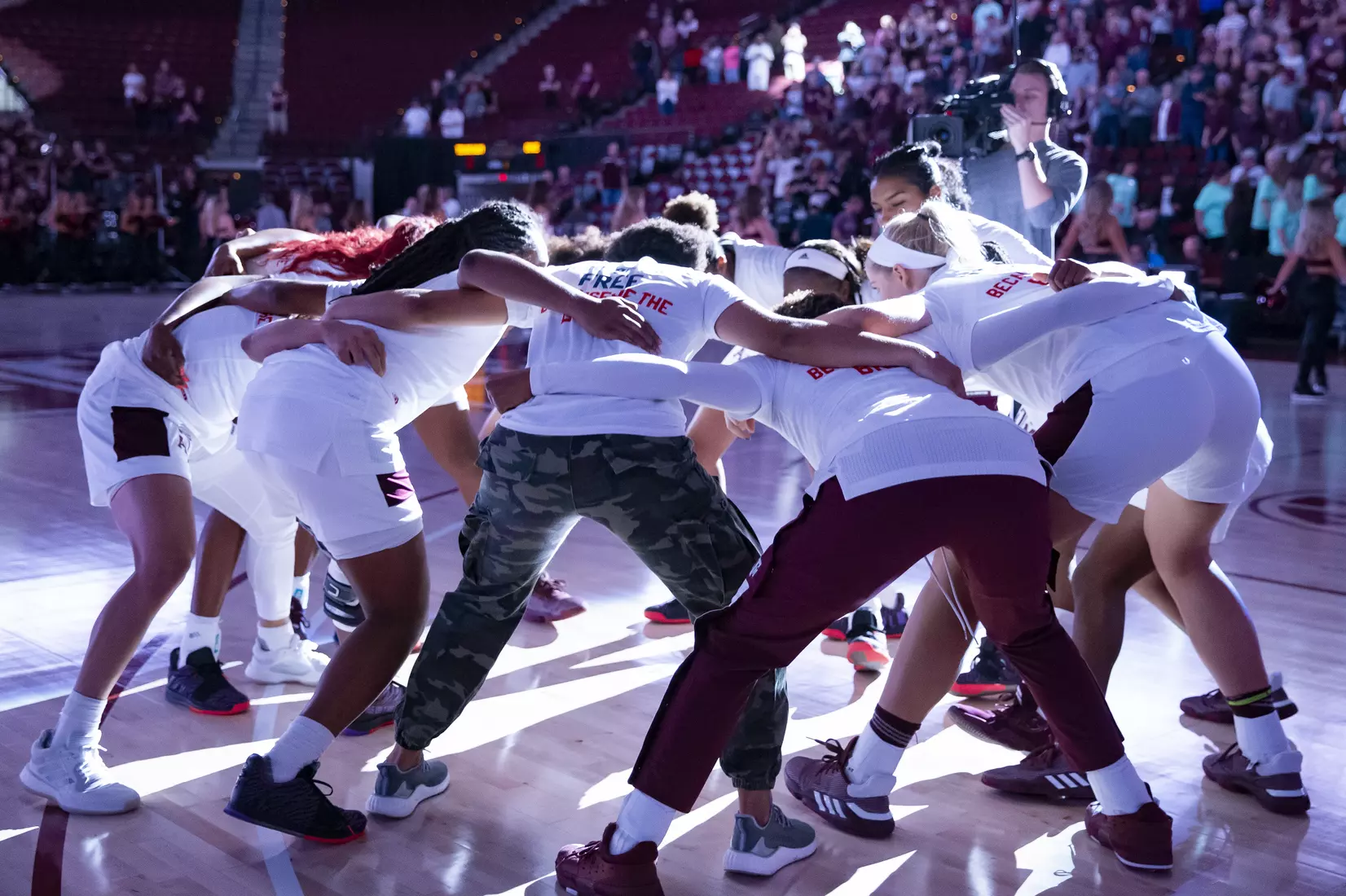 COLLEGE STATION, TX - NOVEMBER 10, 2019 - Texas A&M Aggies WomenÕs Basketball team Introductions during the game between the Duke Blue Devils and the Texas A&M Aggies at Reed Arena in College Station, TX. Photo By Craig Bisacre/Texas A&M Athletics