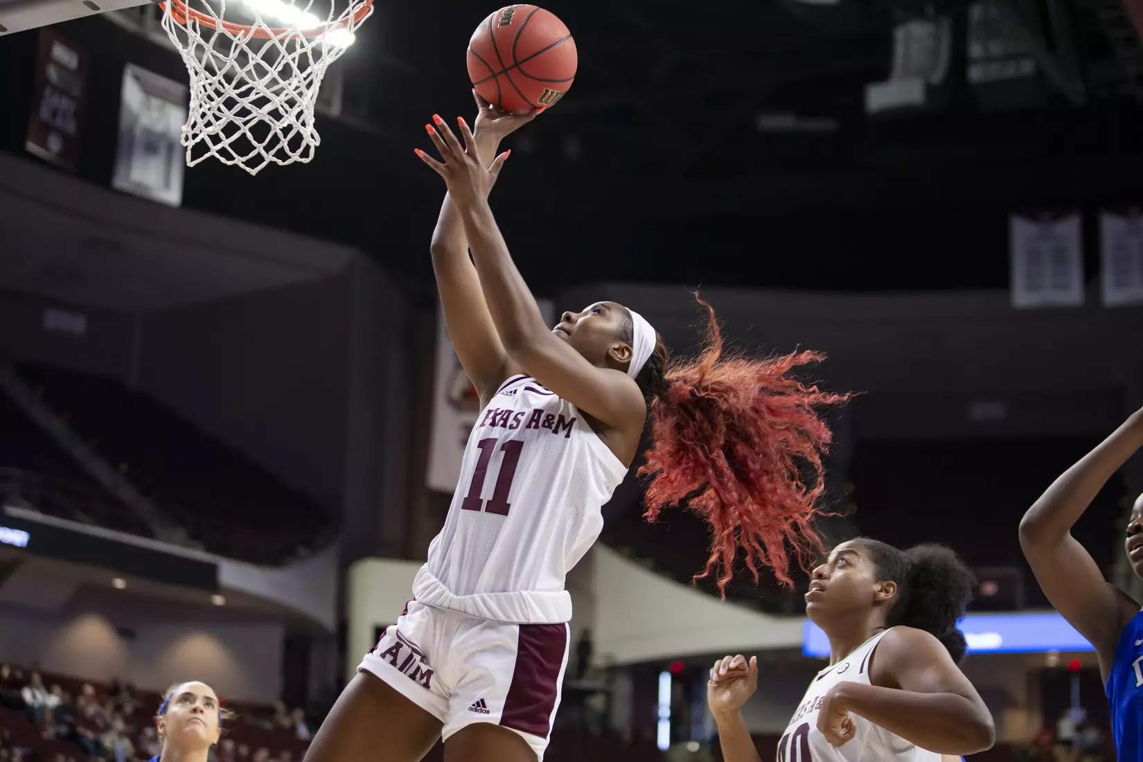 COLLEGE STATION, TX - NOVEMBER 10, 2019 - guard Kayla Wells #11 of the Texas A&M Aggies during the game between the Duke Blue Devils and the Texas A&M Aggies at Reed Arena in College Station, TX. Photo By Craig Bisacre/Texas A&M Athletics
