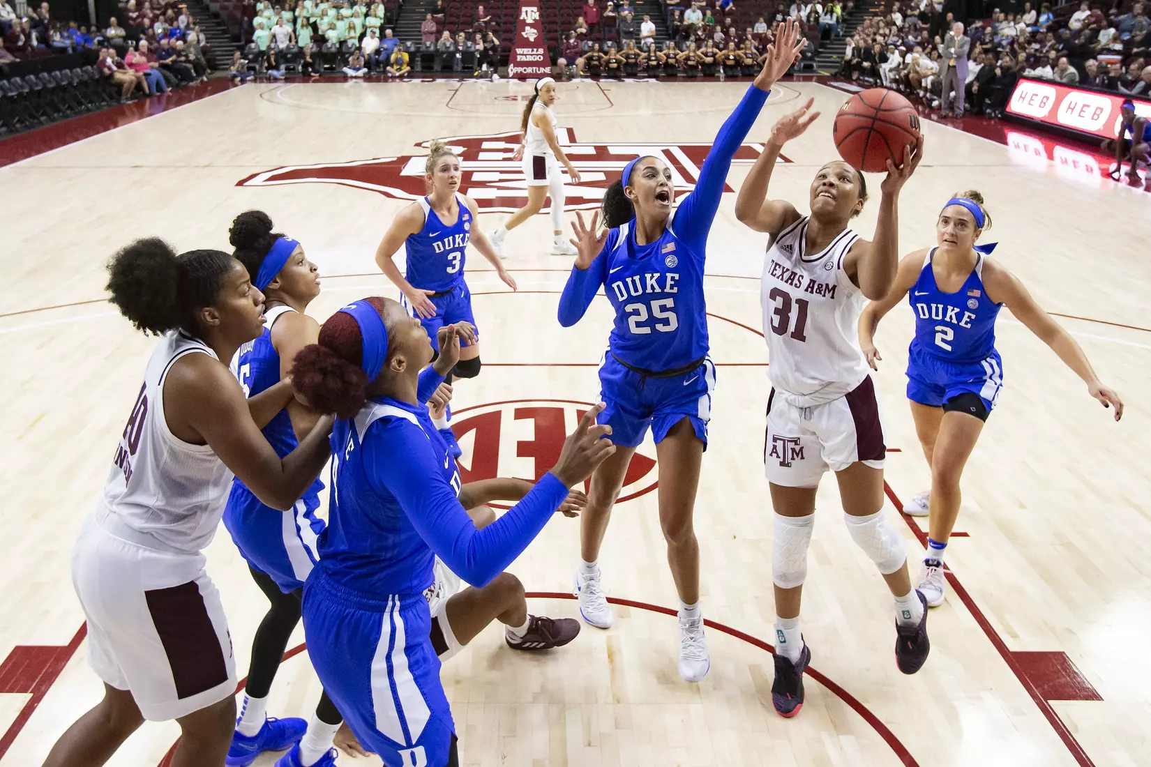 COLLEGE STATION, TX - NOVEMBER 10, 2019 - forward N'dea Jones #31 of the Texas A&M Aggies during the game between the Duke Blue Devils and the Texas A&M Aggies at Reed Arena in College Station, TX. Photo By Craig Bisacre/Texas A&M Athletics