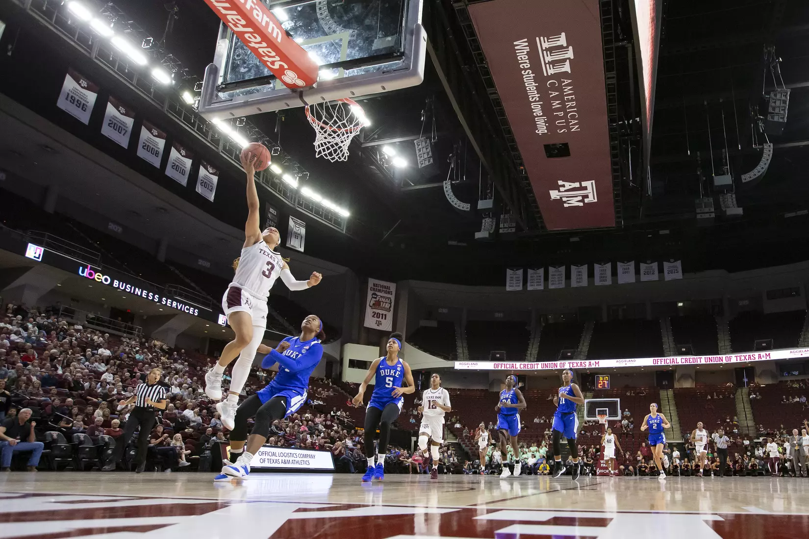 COLLEGE STATION, TX - NOVEMBER 10, 2019 - guard Chennedy Carter #3 of the Texas A&M Aggies during the game between the Duke Blue Devils and the Texas A&M Aggies at Reed Arena in College Station, TX. Photo By Craig Bisacre/Texas A&M Athletics