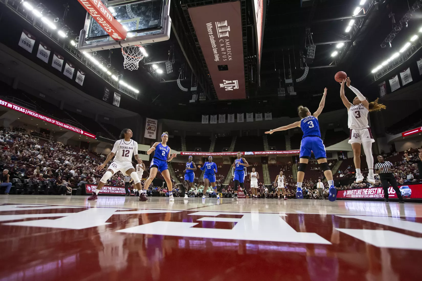 COLLEGE STATION, TX - NOVEMBER 10, 2019 - guard Chennedy Carter #3 of the Texas A&M Aggies during the game between the Duke Blue Devils and the Texas A&M Aggies at Reed Arena in College Station, TX. Photo By Craig Bisacre/Texas A&M Athletics