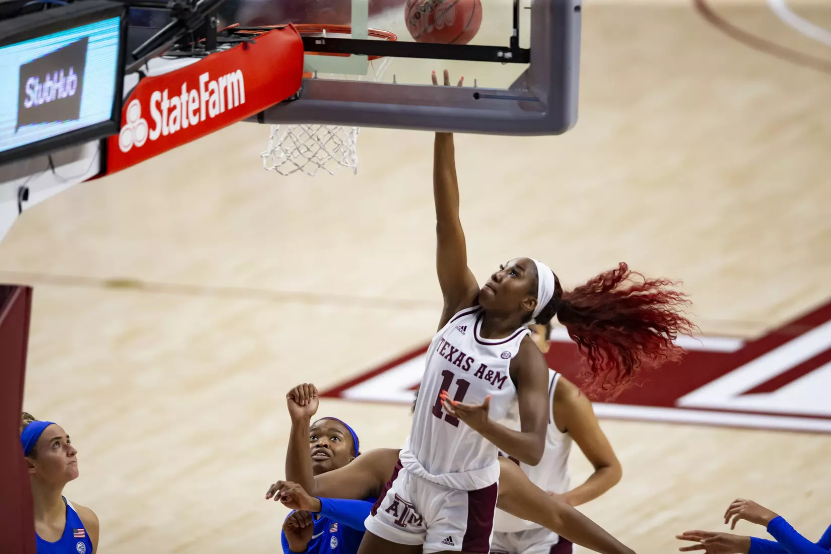 COLLEGE STATION, TX - NOVEMBER 10, 2019 - guard Kayla Wells #11 of the Texas A&M Aggies during the game between the Duke Blue Devils and the Texas A&M Aggies at Reed Arena in College Station, TX. Photo By Craig Bisacre/Texas A&M Athletics