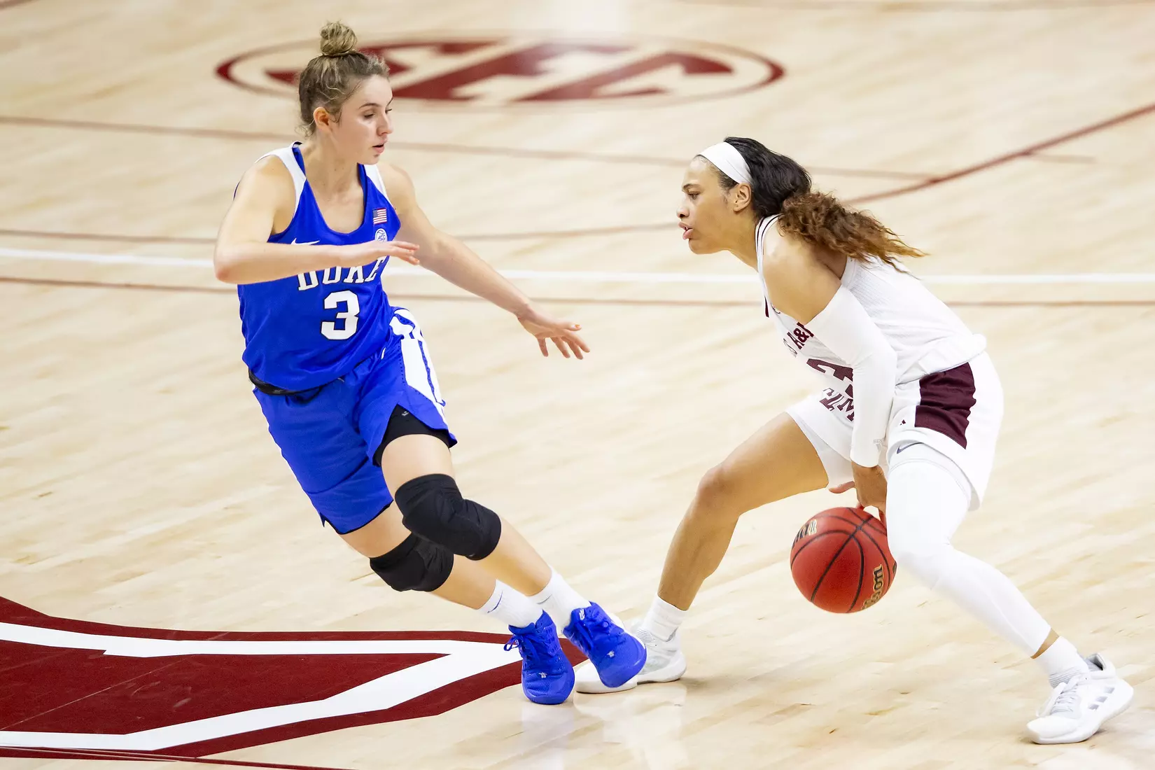 COLLEGE STATION, TX - NOVEMBER 10, 2019 - guard Chennedy Carter #3 of the Texas A&M Aggies during the game between the Duke Blue Devils and the Texas A&M Aggies at Reed Arena in College Station, TX. Photo By Craig Bisacre/Texas A&M Athletics