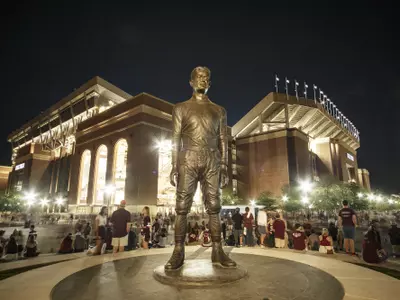 Kyle Field 12th Man Statue Night