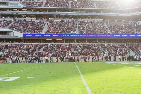 during the football game between the Alabama Crimson Tide and the Texas A&M Aggies at Kyle Field