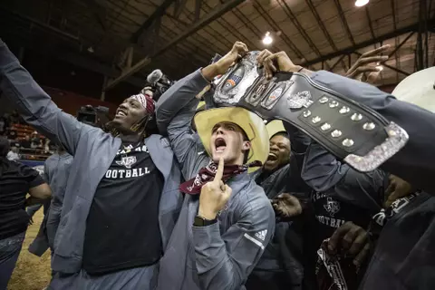HOUSTON, TX - DECEMBER 23, 2019 - Football Bowl Rodeo in Houston, TX. Photo By Craig Bisacre/Texas A&M Athletics