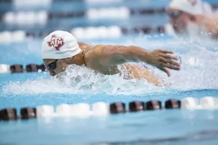 COLLEGE STATION, TX - NOVEMBER 18, 2020 - Texas A&M Swimming & Diving during the Art Adamson Invite at Rec Center Natatorium in College Station, TX. Photo By Craig Bisacre/Texas A&M Athletics