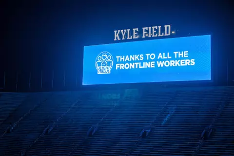 COLLEGE STATION, TX - APRIL 09, 2020 - Light it Blue event at in College Station, TX. Photo By Craig Bisacre/Texas A&M Athletics