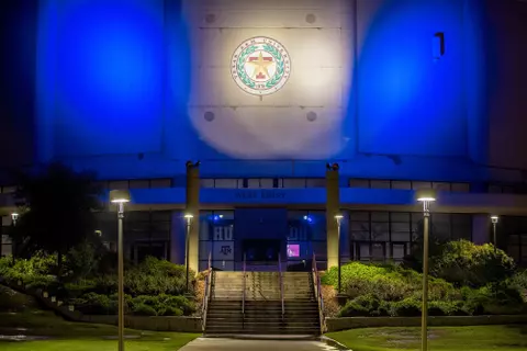 COLLEGE STATION, TX - APRIL 09, 2020 - Light it Blue event at in College Station, TX. Photo By Craig Bisacre/Texas A&M Athletics